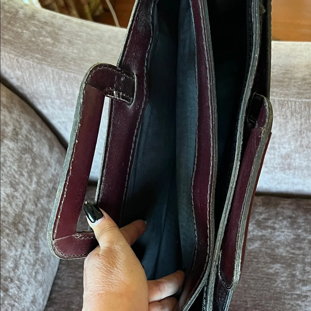 Sophisticated Dark Brown/Burgandy Leather Briefcase  Vintage  Unisex - Picture 7 of 12